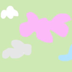 Virtual Sketches of colored clouds in a green sky