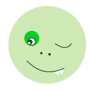 Animation Originale Webinaire : Webinar Crazy light Green Smiley winking and showing teeth ana artist's webinar games Virtual illustration